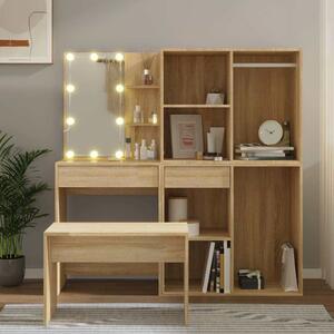 Toaletní stolek sada s LED dub sonoma kompozitní dřevo 3114101