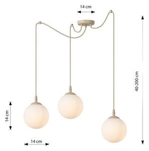 Závěsné svítidlo GIGI 3 – moka, opálové sklo, 3× E14, šířka 200 cm