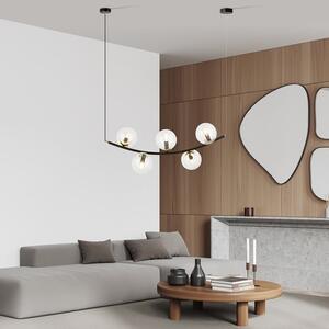 Závěsné svítidlo RITZ 5 – černé, čiré sklo, 5× E14, šířka 80 cm