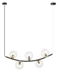 Závěsné svítidlo RITZ 5 – černé, čiré sklo, 5× E14, šířka 80 cm