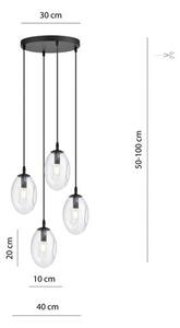 Závěsné svítidlo ASTRAL 4 PREM – černé, čiré sklo, 4× E14, šířka 40 cm