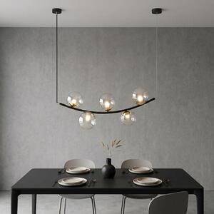 Závěsné svítidlo RITZ 5 – černé, čiré sklo, 5× E14, šířka 80 cm