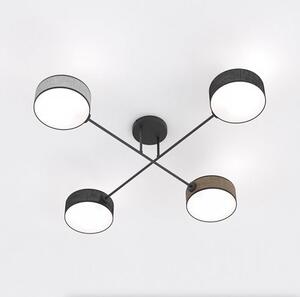 Stropní svítidlo MAGA 4 – černé / hnědé / šedé, textilní stínidla, 4× E14, šířka 96 cm