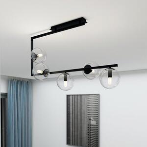 Stropní svítidlo SOMA 5 – černé, čiré sklo, 5× E14, šířka 83 cm