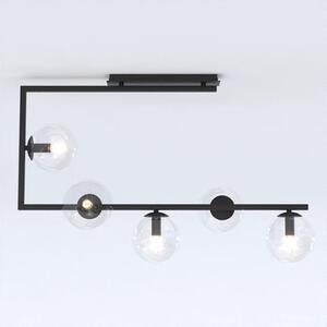 Stropní svítidlo SOMA 5 – černé, čiré sklo, 5× E14, šířka 83 cm