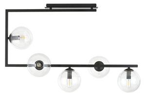 Stropní svítidlo SOMA 5 – černé, čiré sklo, 5× E14, šířka 83 cm
