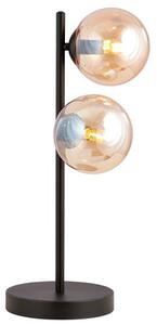 Stolní lampa ROSSI LN2 – černá, jantarové sklo, 2× E14, šířka 20 cm