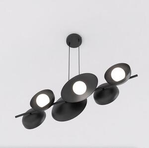 Závěsné svítidlo VOLUM 6 – černé, bílé sklo, 6× G9, šířka 100 cm
