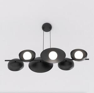 Závěsné svítidlo VOLUM 6 – černé, bílé sklo, 6× G9, šířka 100 cm