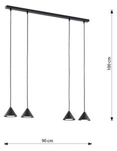Závěsné svítidlo ELIT 4 – černé, 4× GX53, šířka 90 cm