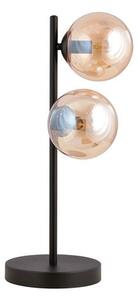 Stolní lampa ROSSI LN2 – černá, jantarové sklo, 2× E14, šířka 20 cm