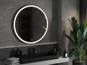 Mexen Esso, kulaté LED podsvícené koupelnové zrcadlo 100 cm, 6000K, topná podložka proti zamlžování, černý rám, 9825-100-100-611-70