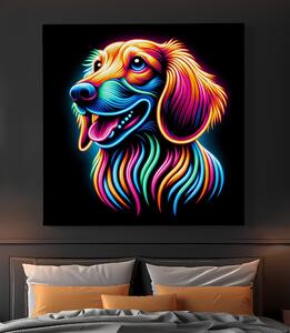 Obraz na plátně - Pes, barevný jezevčík FeelHappy.cz Velikost obrazu: 40 x 40 cm