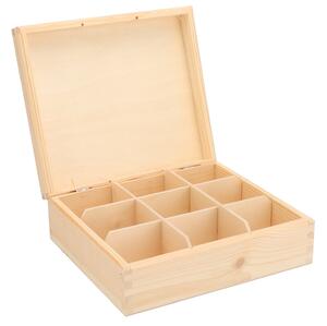 ČistéDřevo Dřevěná krabička na čaj (9 přihrádek)