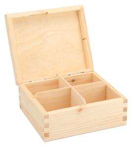 ČistéDřevo Dřevěná krabička na čaj (4 přihrádky)