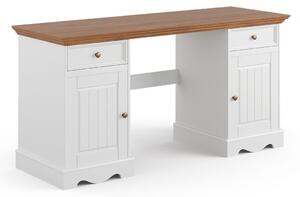 Psací stůl, borovice, barva bílá - dub, kolekce Belluno Elegante