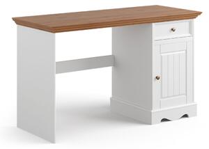 Psací stůl jednoduchý, borovice, barva bílá - dub, kolekce Belluno Elegante