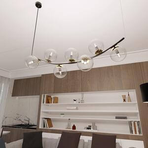 Závěsné svítidlo RITZ 7 – černé, čiré sklo, 7× E14, šířka 95 cm