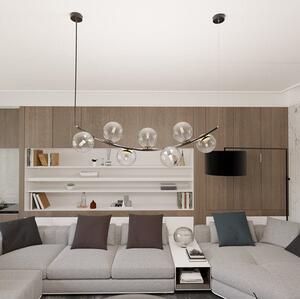 Závěsné svítidlo RITZ 7 – černé, čiré sklo, 7× E14, šířka 95 cm