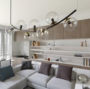 Závěsné svítidlo RITZ 7 – černé, čiré sklo, 7× E14, šířka 95 cm