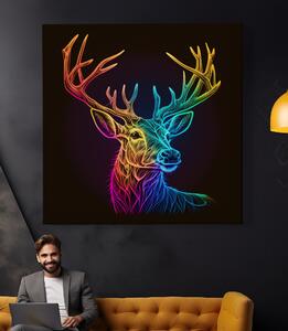 Obraz na plátně - barevný jelen, hlava FeelHappy.cz Velikost obrazu: 40 x 40 cm
