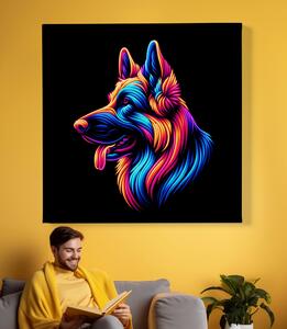 Obraz na plátně - Pes, barevný Německý ovčák FeelHappy.cz Velikost obrazu: 60 x 60 cm