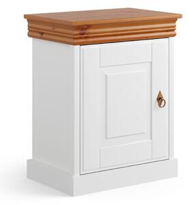Noční stolek, borovice, barva bílá - medová borovice, kolekce Toskania