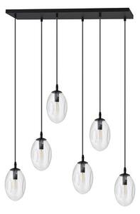 Závěsné svítidlo ASTRAL 6 – černé, čiré sklo, 6× E14, šířka 65 cm
