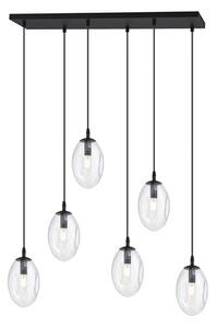Závěsné svítidlo ASTRAL 6 – černé, čiré sklo, 6× E14, šířka 65 cm