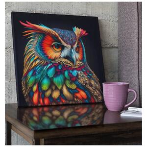 Obraz na plátně - barevná sova FeelHappy.cz Velikost obrazu: 40 x 40 cm