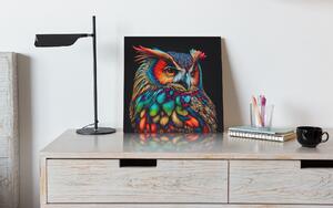 Obraz na plátně - barevná sova FeelHappy.cz Velikost obrazu: 40 x 40 cm