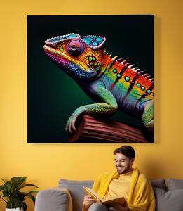 Obraz na plátně - Barevná ještěrka FeelHappy.cz Velikost obrazu: 40 x 40 cm
