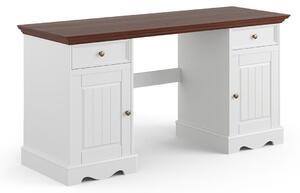 Psací stůl, borovice, barva bílá - ořech, kolekce Belluno Elegante