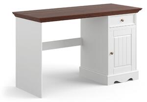 Psací stůl jednoduchý, borovice, barva bílá - ořech, kolekce Belluno Elegante