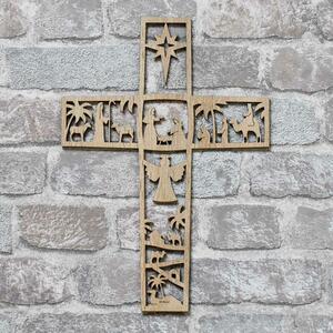 DUBLEZ | Vyřezávaný kříž ze dřeva - Betlém