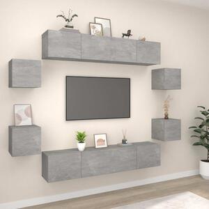 8dílný set TV skříněk betonově šedý kompozitní dřevo 3114217