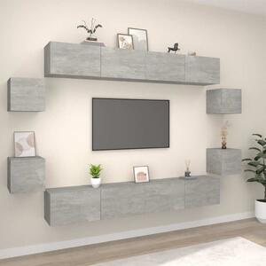 8dílný set TV skříněk betonově šedý kompozitní dřevo 3114225