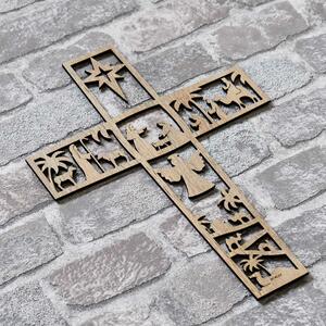 DUBLEZ | Vyřezávaný kříž ze dřeva - Betlém