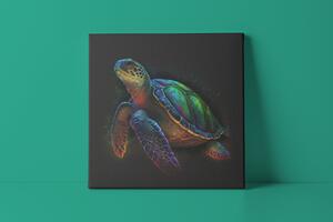Obraz na plátně - barevná mořská želva FeelHappy.cz Velikost obrazu: 60 x 60 cm