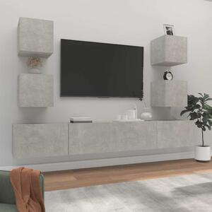 6dílný set TV skříněk betonově šedý kompozitní dřevo 3114265