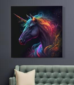 Obraz na plátně - zářící jednorožec (Glowing Unicorn) FeelHappy.cz Velikost obrazu: 60 x 60 cm