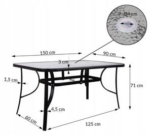Zahradní stůl 150x90 cm SPRINGOS TOSCANA GF1014 černý