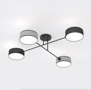 Stropní svítidlo MAGA 4 – černé / šedé, textilní stínidla, 4× E14, šířka 96 cm