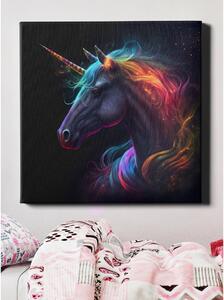 Obraz na plátně - zářící jednorožec (Glowing Unicorn) FeelHappy.cz Velikost obrazu: 60 x 60 cm