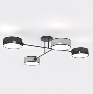 Stropní svítidlo MAGA 4 – černé / šedé, textilní stínidla, 4× E14, šířka 96 cm