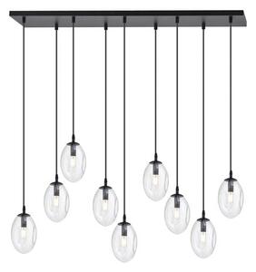 Závěsné svítidlo ASTRAL 9 – černé, čiré sklo, 9× E14, šířka 100 cm