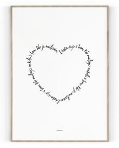 Plakát Srdce Černá A4 - 21 x 29,7 cm - pololesklý saténový papír o gramáži 200 g\/m²