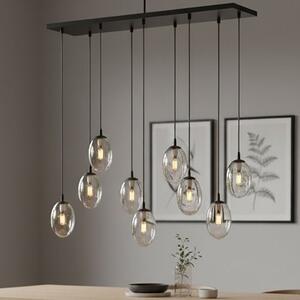 Závěsné svítidlo ASTRAL 9 – černé, čiré sklo, 9× E14, šířka 100 cm
