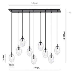 Závěsné svítidlo ASTRAL 9 – černé, čiré sklo, 9× E14, šířka 100 cm