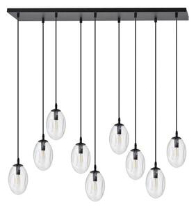 Závěsné svítidlo ASTRAL 9 – černé, čiré sklo, 9× E14, šířka 100 cm